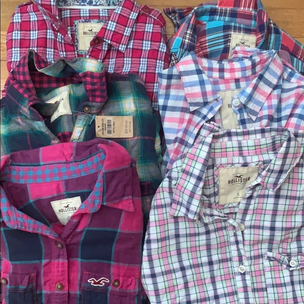 LOT of 6 Size small Hollister plaid button downs!
